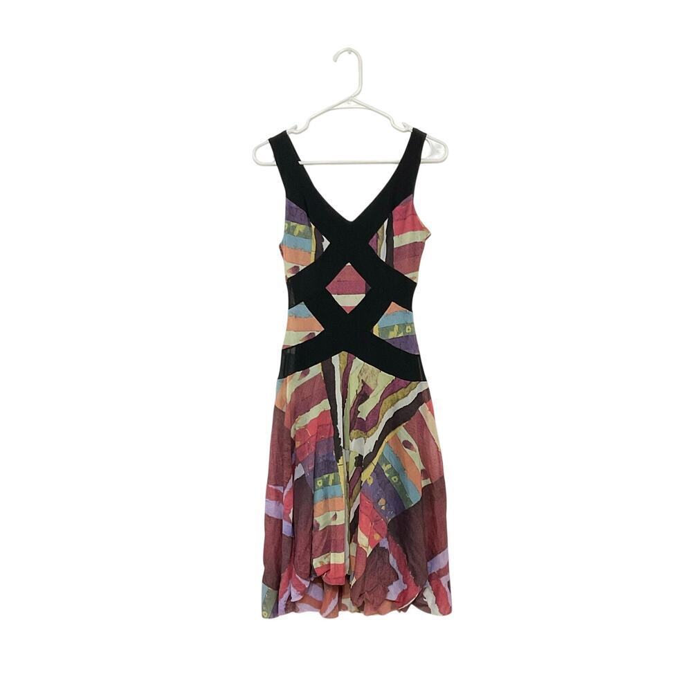 Elana Kattan Abstract Mesh Banded Dress Sz Small Sleeveless Fairy grunge Artsy
